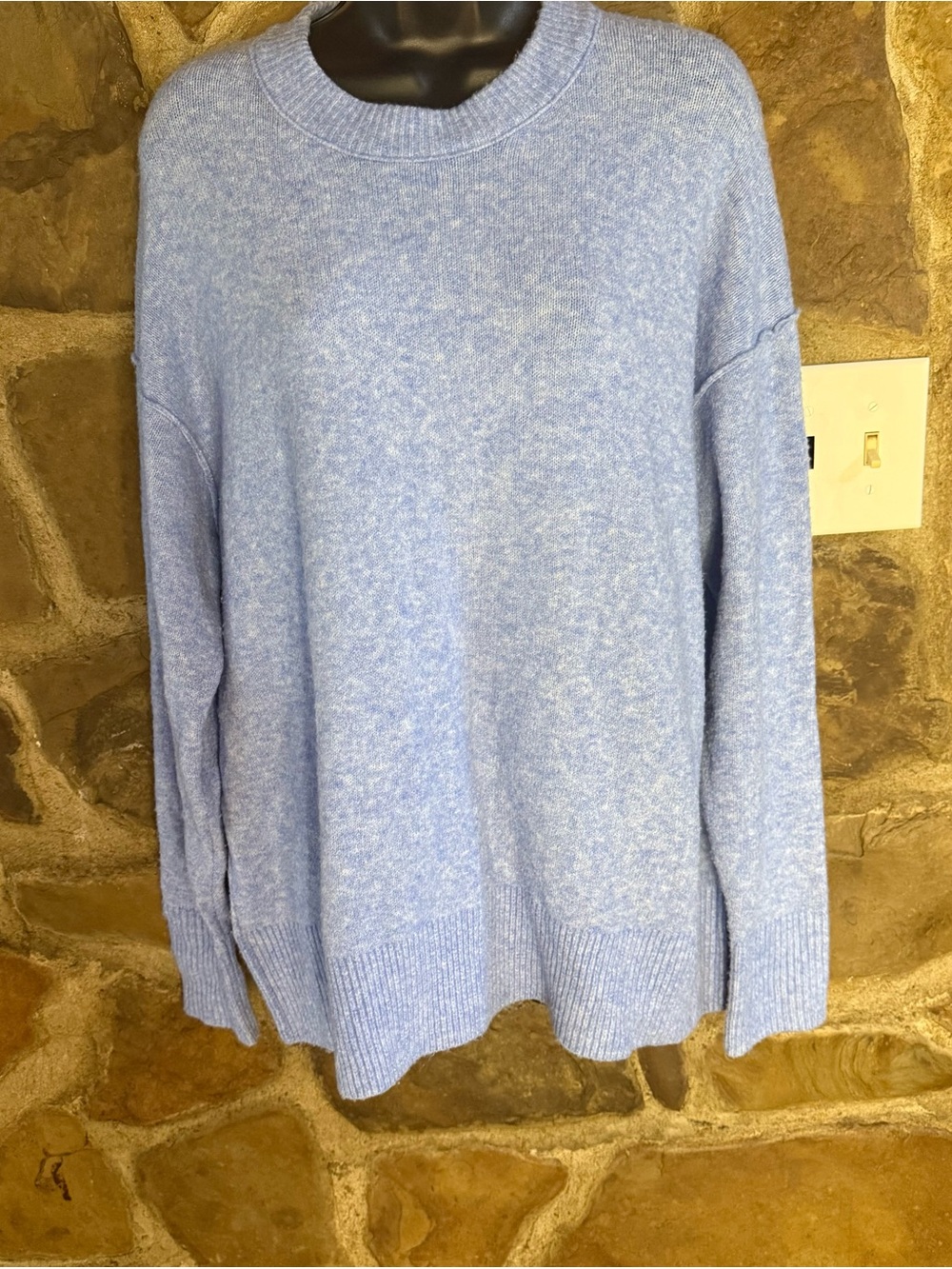 aerie Pale Blue Crewneck Sweater - Soft Heather Knit